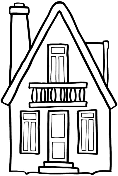 Cottage drawing vinyl sticker. Customize on line. Houses Homes Buildings 053-0246
